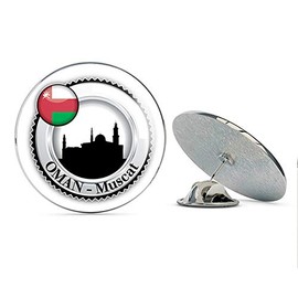 Muscat Oman Flag Badge Round Metal 0.75" Lapel Pin Hat Shirt Pin Tie Tack Pinback