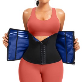 FUXERT Waist Trainer for Women Belly Fat Sweat Waist Band with Zipper Stomach Wraps Workout Belt Corset Shapewear