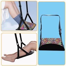 Muemigai Airplane Footrest Adjustable Feet Rest for Plane Travel Easy to Use Foot Hammock Airplane Travel Essentials Portable Light Leg Hammock for Plane Travel Accessories (Datura)