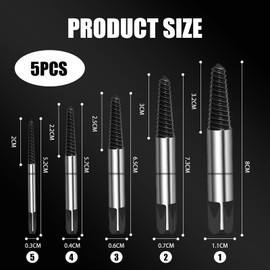 SANGFUN 5 Piece Screw Extractor Left Extractor Screw Extractor Set Professional Extractor Set Screw Extractor Suitable for Broken and Rusted Screws and Nuts