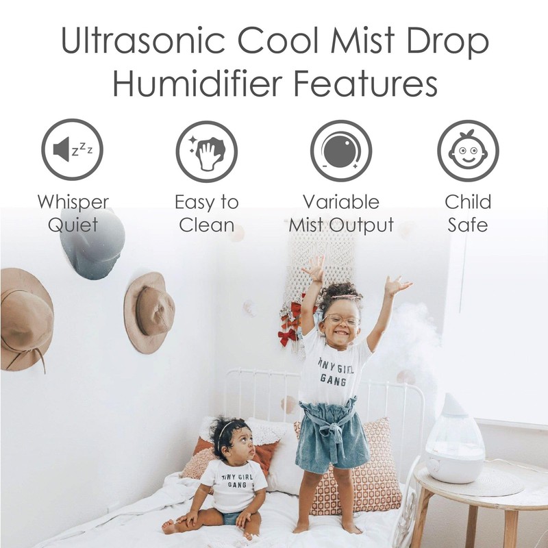 Crane White Teardrop Ultrasonic Cool Mist Humidifier, 1 Gallon Auto