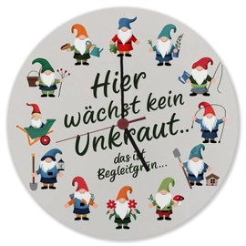 speecheese Garden Gnomes Wall Clock – No Weeds Only Accompanying Green Unique Garden Gnomes Wall Clock Weeds Grows Not Only Accompanying Green – Ideal for Garden Gnome Fans