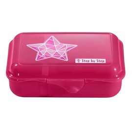 Step by Step Star Stella Pink Lunch Box with Divider and Click Lock Dishwasher Safe BPA Free School Nursery Girls 0.9 Litre