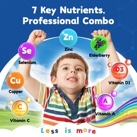 Zinc for Kids Supplements, Zinc Picolinate 30mg Gummies with Copper, High Absorption Form, with Selenium, Elderberry, for Kids Teens Growth, Skin & Immune Health, Sugar Free, 60 Gummies