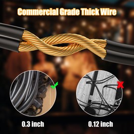 Lakumu Outdoor String Lights 96FT(48×2), Commercial Grade Heavy Duty Patio Lights with Dimmable S14 Shatterproof LED Bulbs, Linkable Waterproof Bistro Lights for Outside Deck Backyard Cafe Market