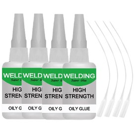 Welding High-Strength Oily Glue,Universal Super Wood Glue Gel,Ceramic Glue for Porcelain and Pottery Repair,Waterproof,No Smell,for Shoes,Metal,Plastic,Wood,Leather,Glass,DIY,50g (4 PCS)
