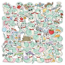 Snake Stickers Pack of 50 Waterproof Cute Cartoon Animal Stickers for Laptop Water Bottles Skateboard Bicycle Computer Luggage Car Vinyl Funny Kawaii Snake Stickers for Teenagers Children