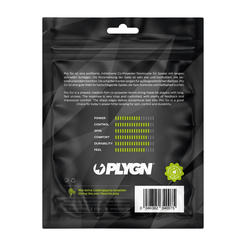 PLYGN Pro Six Tennis String Comfort & Control 1.20 mm