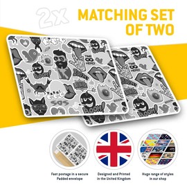 Rectangle Stickers(Set of 2) 7.5cm BW - Teenager ny Icons Boys Fun Decals for Laptops,Tablets,Luggage,Scrap Booking,Fridges, #42153