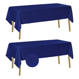 Fokitut 2 Pack Waterproof Rectangle Tablecloth, 60x84 Inch, Stain Resistant and Wrinkle Polyester Table Cloth, Fabric Table Cover for Kitchen Dining, Wedding, Party, Holiday Dinner-Royal Blue