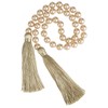Fenghuangwu 34 Inch Pearl Glass Bead Garland with Tassels -