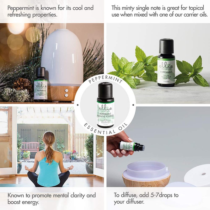 Ellia Peppermint Essential Oil, 15 mL Bottle, Clear, 0.5 Fl