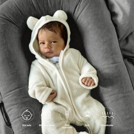 CooCooBaby Deluxe Infant Lounger, Baby Nest Cover for Baby Girls & Boys, Newborn Essentials for Baby 0-12 Months, 100% Cotton(Gray)