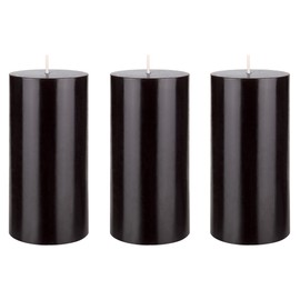 Mega Candles 3 pcs Unscented Black Round Pillar Candle, Hand Poured Premium Wax Candles 3 Inch x 6 Inch, Home Décor, Wedding Receptions, Baby Showers, Birthdays, Celebrations, Party Favors & More