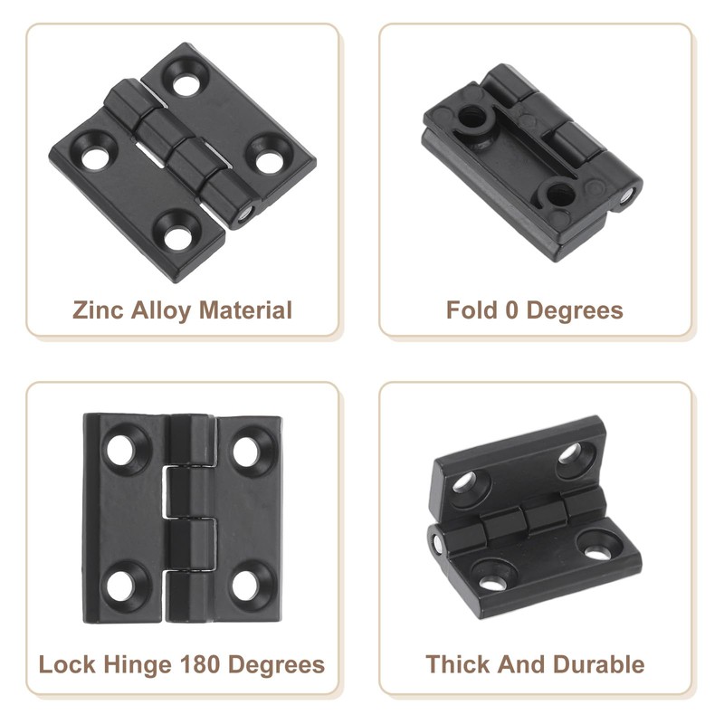 sourcing map 2Pcs Adjustable 180 Degree Hinges, 40mmx40mm Zinc Alloy