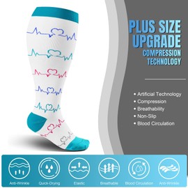 bropite 3 Pairs Plus Size Compression Socks for Women & Men Wide Calf 20-30mmhg Extra Large Knee High Support for Running