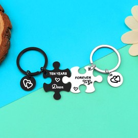 10th Anniversary Keychain Gifts 10 Years Wedding Anniversary Jewelry Set for Husband Wife Girlfriend Boyfriend 10 Years Anniversary Tin Gifts for Women Men 10 Years of Marriage Gifts for Couple