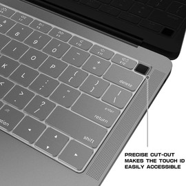 yellowprice Thin Keyboard Cover Protector (2018+ MacBook Air 13" A1932), 2packs, Black+Clear