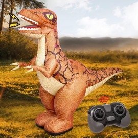TOPMVP 2.4GHZ Remote Control Inflatable Dinosaur Toy for Kids,Electric Toy Dinosaur with Sound & 360°Rotation,Walking Rechargeable Outdoor Toys for Boys Kids Age 6+ Birthday Gift