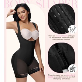 SHAPSHE Fajas Colombianas Shapewear Tummy Control Body Shaper Post Surgery Liposuction Compression Garment Postpartum Full Body Girdle Tummy Tuck Waist Trainer Stage 2 Faja Open Bust Bodysuit
