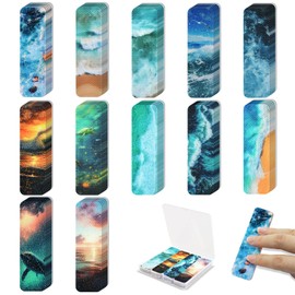 48 Pieces Anxiety Sensory Stickers with Storage Box - Sensory Strips 2 Textured Surface Adhesives Fidget Strips for Office & Classroom Desk Relieve Adult & Teen Stress (Ocean Style)