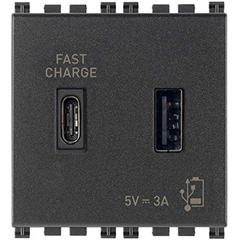 VIMAR 14295.AC USB Power Supply 5V 3A for Electronic Devices,