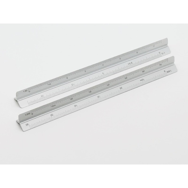 Triangular Scale Ruler, 5.9 inches (15 cm), 12 Types, Aluminum
