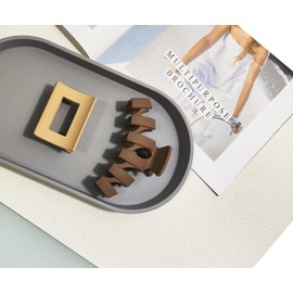 VCREATC Gray Small Tray (10 inch), Oval Tray for Kitchen Counter, Bathtub Bathroom Vanity Items, Countertop Organizer, Coffee Accessory, Bar, Serving Seasoning, Salt and Pepper, Soap, Perfume.