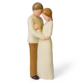 Lnrkai Family of 3 Figurines Gift for Proud First Time Parents Charming Hand Painted Newborn Statue