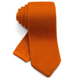 WANDM Men's Pointed Knit Tie Necktie Width 2.75 inches Washable Solid Color Orange
