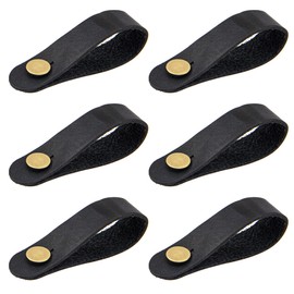 Yootones 6Pcs Acoustic Guitar Neck Strap Leather Guitar Headstock Tie Compatible with Guitar Button Neck Adapter Accessory (Black)