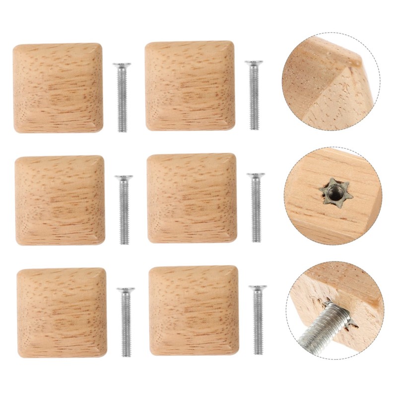 Operitacx 10pcs Square Wooden Pull Handles Simple Design Cabinet Knobs