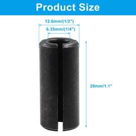 Unlorspy 2PCS Router Conversion Chuck Adapter 12.7mm (1/2") to 6.35mm (1/4") Black Carbon Steel Router Collet Converter Bits for Woodworking Engraving Machine Tools
