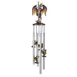 ICE ARMOR 23" Long Dragon with Sword Round Top Wind Chime Statue Sculpture Ornament Decoration Garden Decor Ideas for Housewarming, Holidays and Birthdays Great Collectible Addition