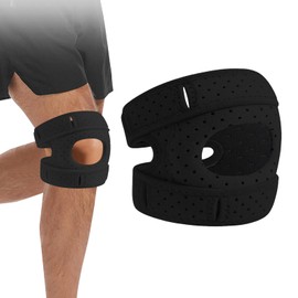 BOYIFEIJIE Adjustable Knee Support Knee Support for Men and Women Knee Support with Side Stabilisers, for Knee Support Running, Jumper, Gym Exercise, Weak Knee, Instability of the Knee (Black L)