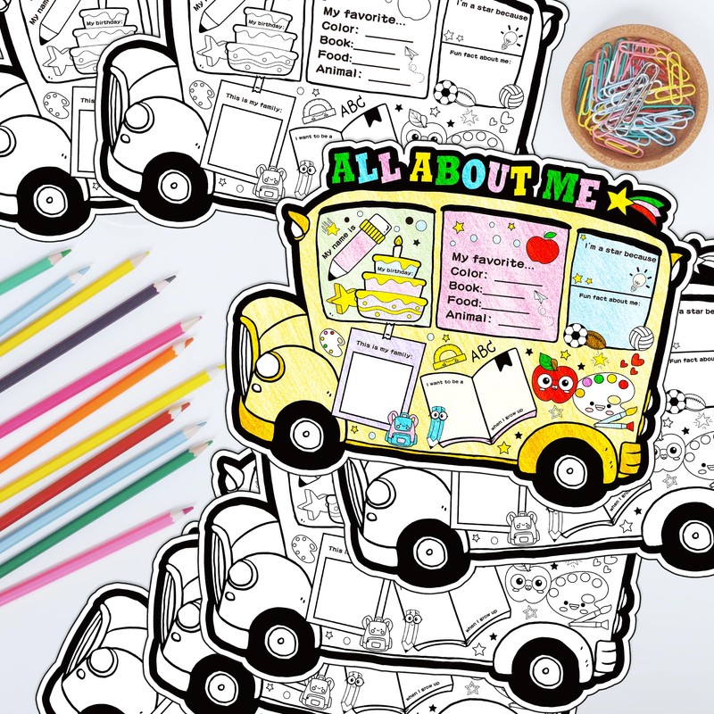 All About Me Student Posters- 40Pcs School Bus Read All
