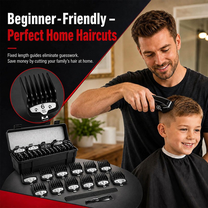12 Premium Clipper Guards Set Compatible with Wahl Hair Clippers
