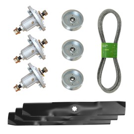 54" Deck Rebuild Kit fit for 100 Series 190C D170 E180 G110 LA150 Includes (3) Spindle GY 20592 (3) Idler Pulley GY22082 (1) Belt GX21395 (3) Blade GX 21380