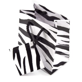 N N’icePackaging – 10 Qty – Zebra Paper Tote Gift Bags (3in x 2in x 3.5in) – For Birthdays/Holidays/Parties/Gifts/Sales/Showers/Special Occasions – 4 Sizes