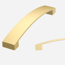 Amerdeco UK0021 Furniture Handles, Brushed Gold Cabinet Handles, Kitchen Handles, 128 mm Hole Spacing, Drawer Handles, Drawer Handles, Handles for Kitchen Cabinets, Wardrobe, Pack of 10