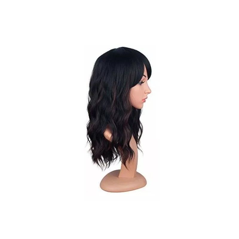 Symeiw Peluca Mezcla De Negro Marrón Ondulado 40cm Symeiw