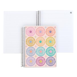 Erin Condren Modern Geometric Coiled Notebook, 7x9 Lined, Platinum Coil
