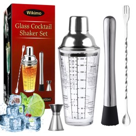 Wikimo Stainless Steel Cocktail Shaker with Bar Accessories (A - 400 ml)