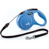 FLEXI New Classic Retractable Dog Leash (Tape), Ergonomic, Durable and Tangle Free Pet Walking Leash for Dogs Up to 44 lbs, 16 ft, Medium, Blue
