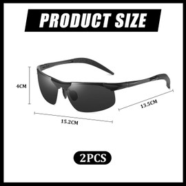 TYFGRT 2 Pack Men's Sunglasses Rectangular Sunglasses Sports Sunglasses Anti-glare Sunglasses Fashion Sunglasses Driving Sunglasses, black