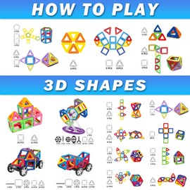 Kinyoda Magnetische Bausteine, 61 Pcs Magnetspielzeug,Magnetbausteine Set,Magnet Spielzeug,Magnet Spielzeug Kinder DIY,Magnetspiele für Geschenk ab 3 Jahre Junge,Mädchen Bauklötze Kinderspielzeug