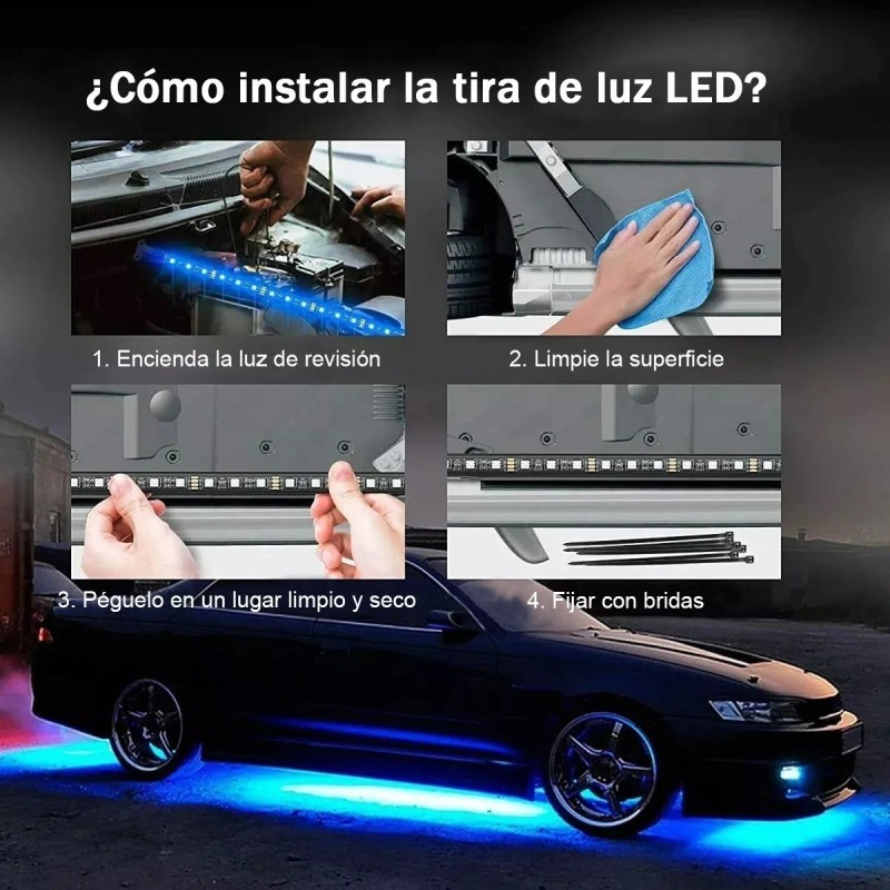 PUNKZZ Coche Chasis Luces Juego De 4 Tira Led Rgb