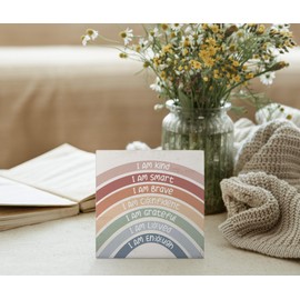 Mtrgdn Kids Room Classroom Decor Affirmation I am Kind I am Smart I am Brave Inspirational Quotes Wood Box Sign Rustic Boho Decorations for Home Bedroom Office Wall Tabletop Decor