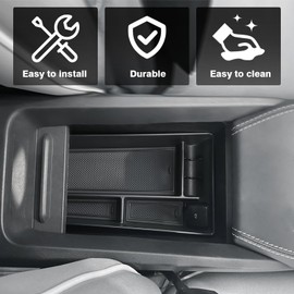 BestEvMod Center Console Organizer & Dash Tray Compatible with 2021-2024 Mustang Mach E Middle Console Storage Box with Coin Holder Dash Storage Tray 2PCS Set(V1 Console Organizer+Dash Tray)