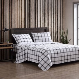 Eddie Bauer - Queen Sheets, Cotton Flannel Bedding Set, Brushed For Extra Softness, Cozy Home Decor (Bunkhouse Plaid, Queen)